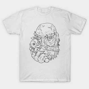 Scary Voodoo Monster Horror Black Lineart T-Shirt